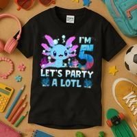 I'm 5 Let's Party A Lotl 5th Birthday Cute Axolotl Lovers Kids T-Shirt thumb 3