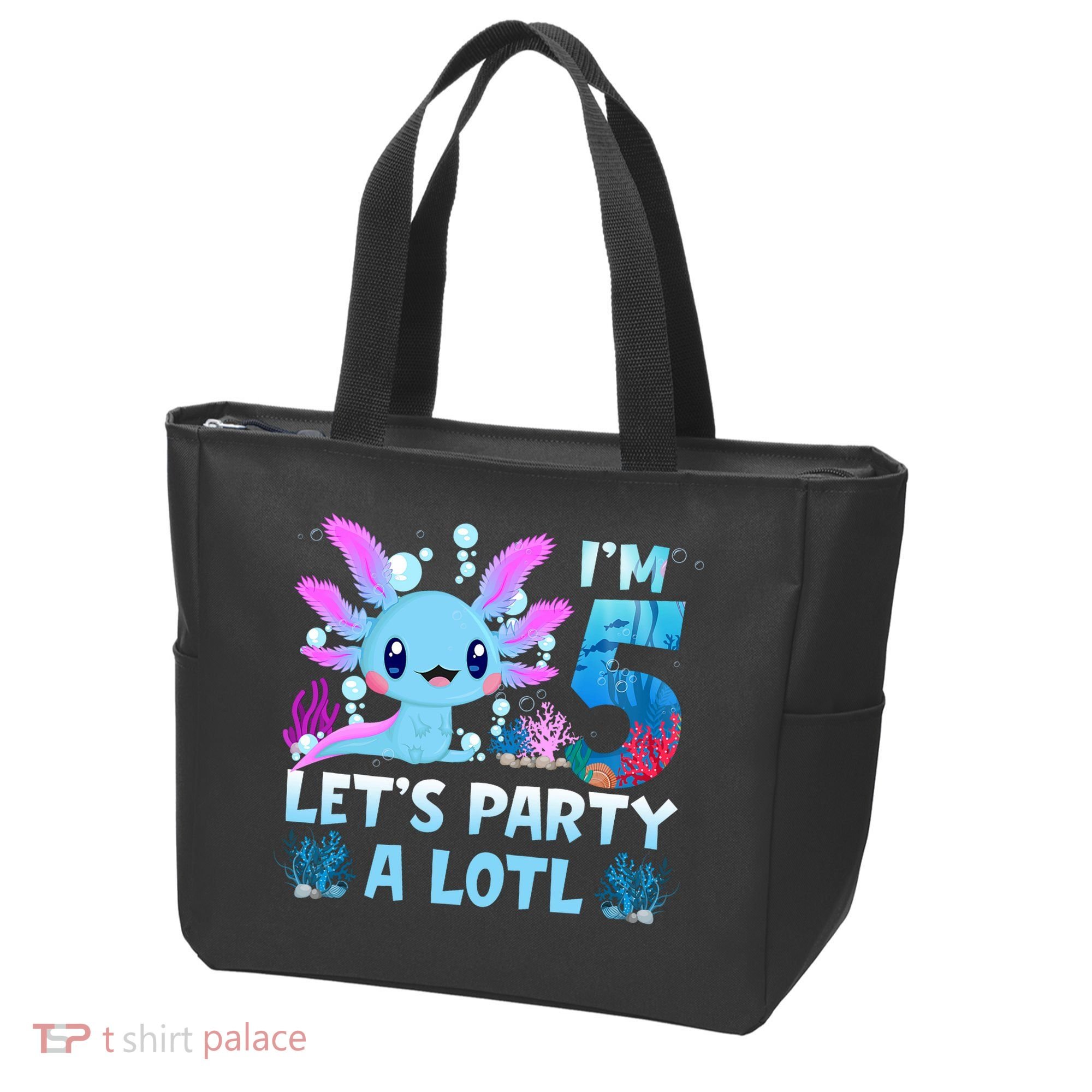 I'm 5 Let's Party A Lotl 5th Birthday Cute Axolotl Lovers Tote Bag