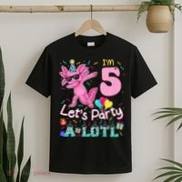 I'm 5 Let's Party A Lotl 5th Birthday Cute Axolotl Lovers T-Shirt thumb 2