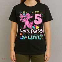I'm 5 Let's Party A Lotl 5th Birthday Cute Axolotl Lovers T-Shirt thumb 4