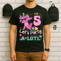 I'm 5 Let's Party A Lotl 5th Birthday Cute Axolotl Lovers T-Shirt thumb 6