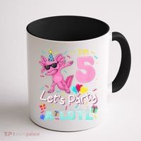 I'm 5 Let's Party A Lotl 5th Birthday Cute Axolotl Lovers Coffee Mug thumb 1