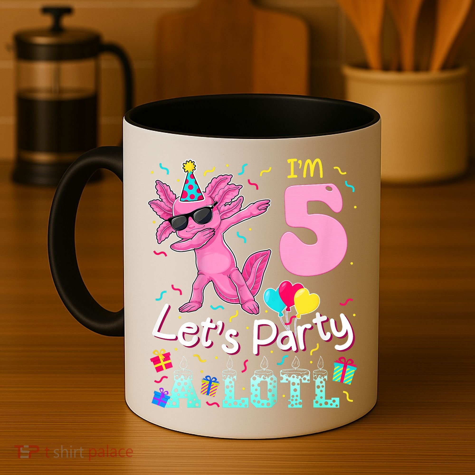 I'm 5 Let's Party A Lotl 5th Birthday Cute Axolotl Lovers Coffee Mug
