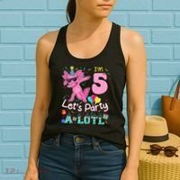 I'm 5 Let's Party A Lotl 5th Birthday Cute Axolotl Lovers Women's Tank Top thumb 2