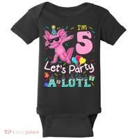 I'm 5 Let's Party A Lotl 5th Birthday Cute Axolotl Lovers Baby Bodysuit thumb 0