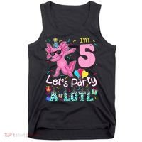 I'm 5 Let's Party A Lotl 5th Birthday Cute Axolotl Lovers Tank Top thumb 0