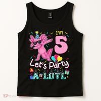 I'm 5 Let's Party A Lotl 5th Birthday Cute Axolotl Lovers Tank Top thumb 2
