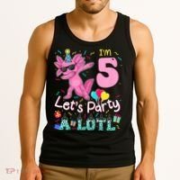 I'm 5 Let's Party A Lotl 5th Birthday Cute Axolotl Lovers Tank Top thumb 3