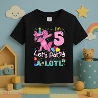 I'm 5 Let's Party A Lotl 5th Birthday Cute Axolotl Lovers Toddler T-Shirt thumb 3