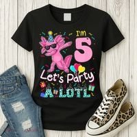 I'm 5 Let's Party A Lotl 5th Birthday Cute Axolotl Lovers Women's T-Shirt thumb 3