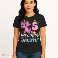 I'm 5 Let's Party A Lotl 5th Birthday Cute Axolotl Lovers Women's T-Shirt thumb 4