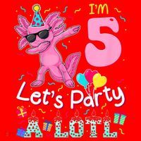 I'm 5 Let's Party A Lotl 5th Birthday Cute Axolotl Lovers Santa Hat thumb 1