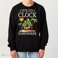 It's 5 O’Clock Somewhere Parrot Summer Beach Sunset Great Gift Women's Sweatshirt thumb 0