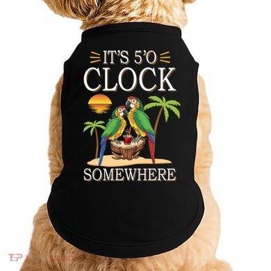 It's 5 O’Clock Somewhere Parrot Summer Beach Sunset Great Gift Doggie Tank