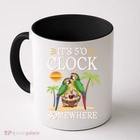 It's 5 O’Clock Somewhere Parrot Summer Beach Sunset Great Gift Coffee Mug thumb 0