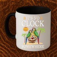 It's 5 O’Clock Somewhere Parrot Summer Beach Sunset Great Gift Coffee Mug thumb 2