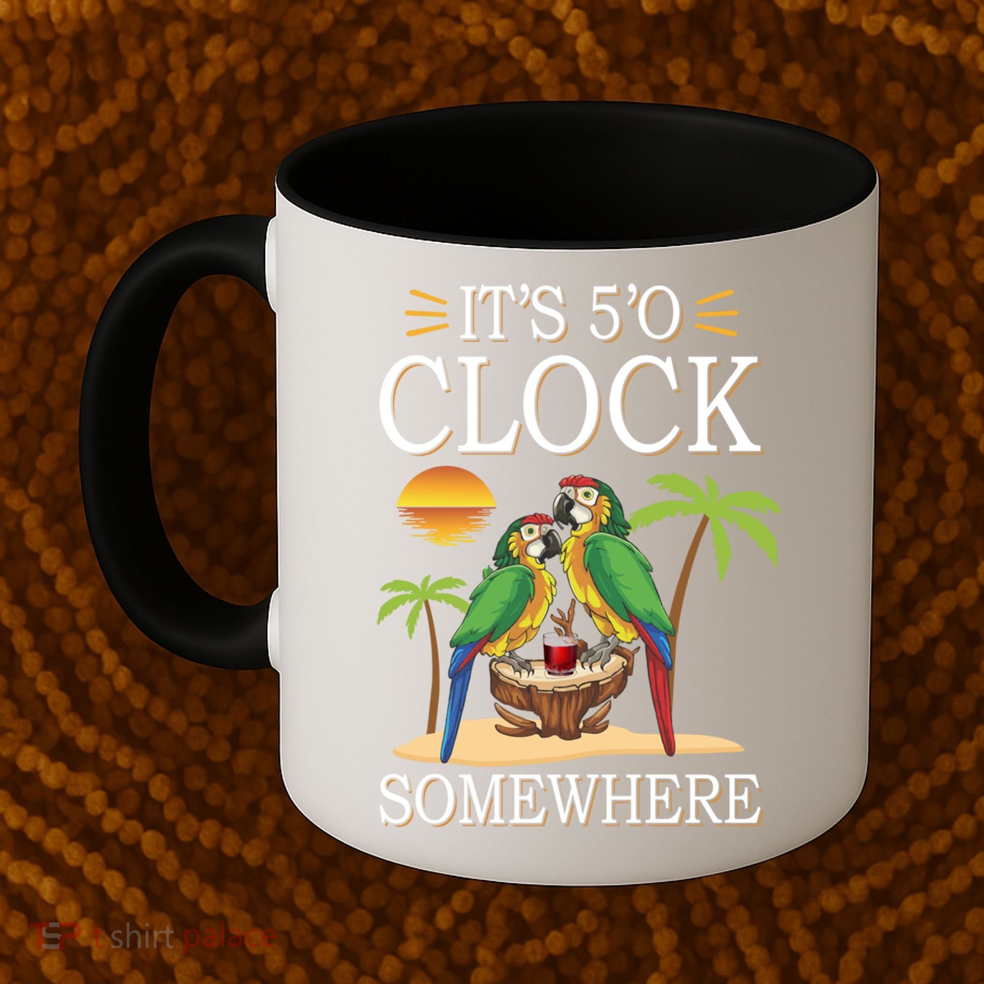 It's 5 O’Clock Somewhere Parrot Summer Beach Sunset Great Gift Coffee Mug