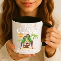 It's 5 O’Clock Somewhere Parrot Summer Beach Sunset Great Gift Coffee Mug thumb 3