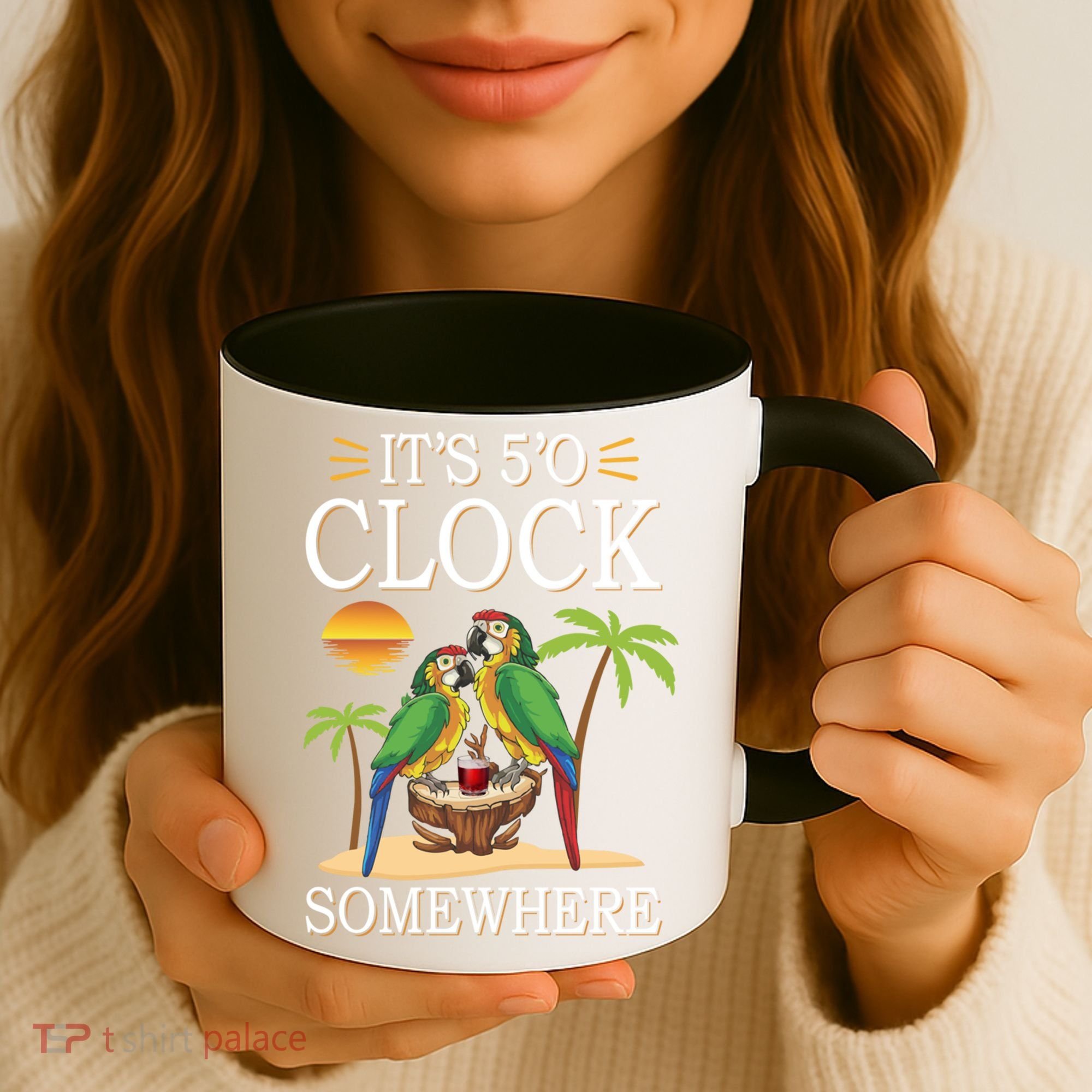It's 5 O’Clock Somewhere Parrot Summer Beach Sunset Great Gift Coffee Mug