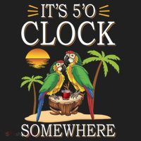 It's 5 O’Clock Somewhere Parrot Summer Beach Sunset Great Gift Hat thumb 2