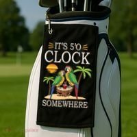 It's 5 O’Clock Somewhere Parrot Summer Beach Sunset Great Gift Golf Towel thumb 2