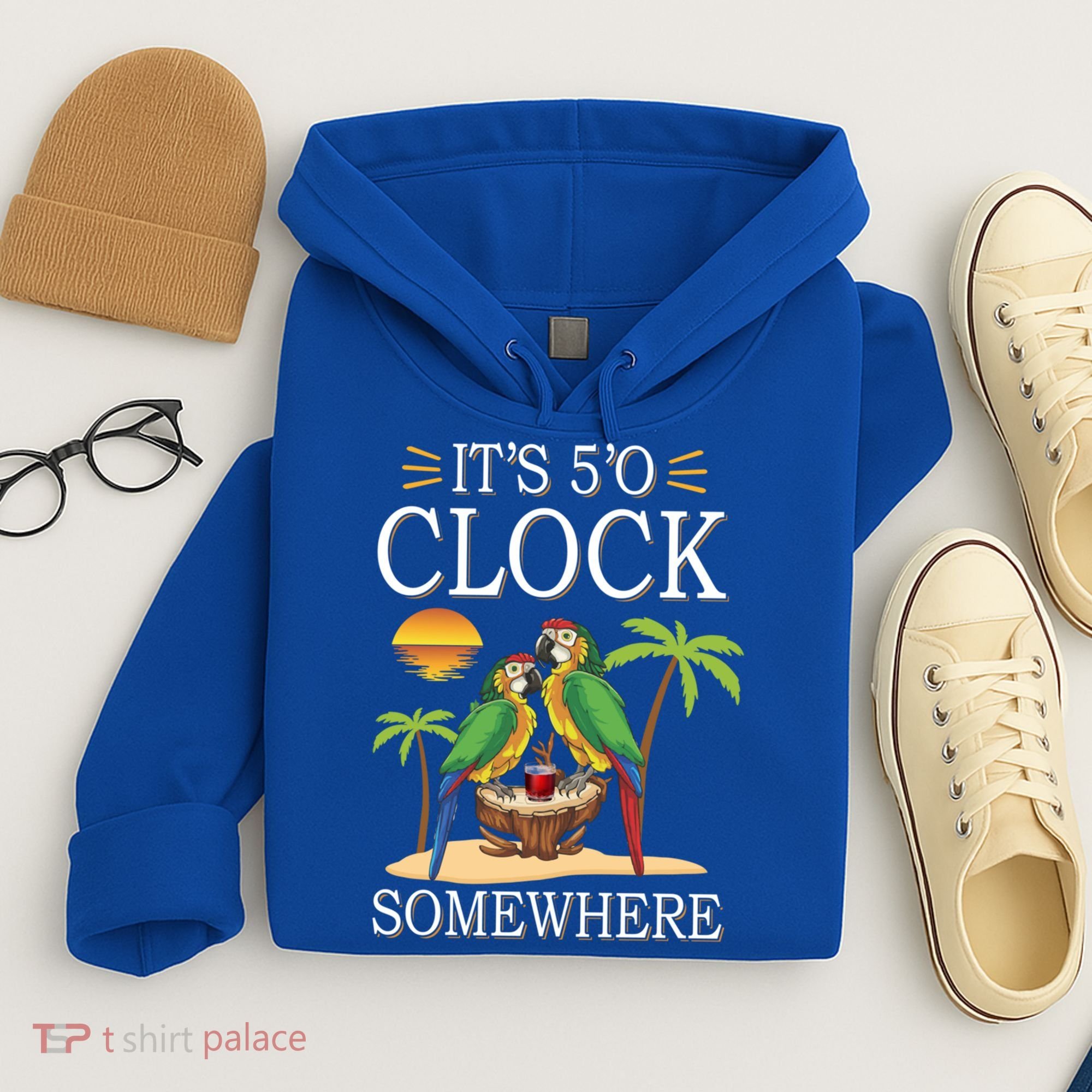 It's 5 O’Clock Somewhere Parrot Summer Beach Sunset Great Gift Hoodie