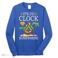 It's 5 O’Clock Somewhere Parrot Summer Beach Sunset Great Gift Long Sleeve Shirt thumb 0