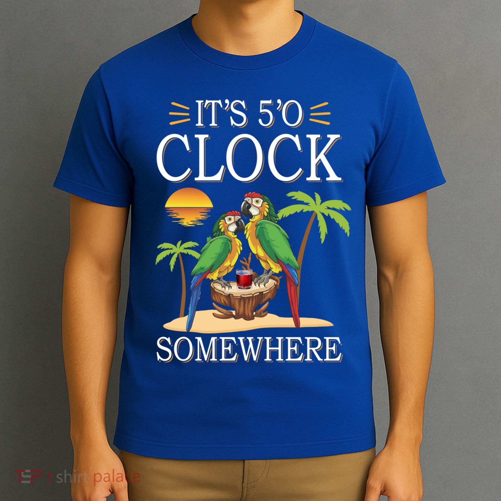 It's 5 O’Clock Somewhere Parrot Summer Beach Sunset Great Gift T-Shirt