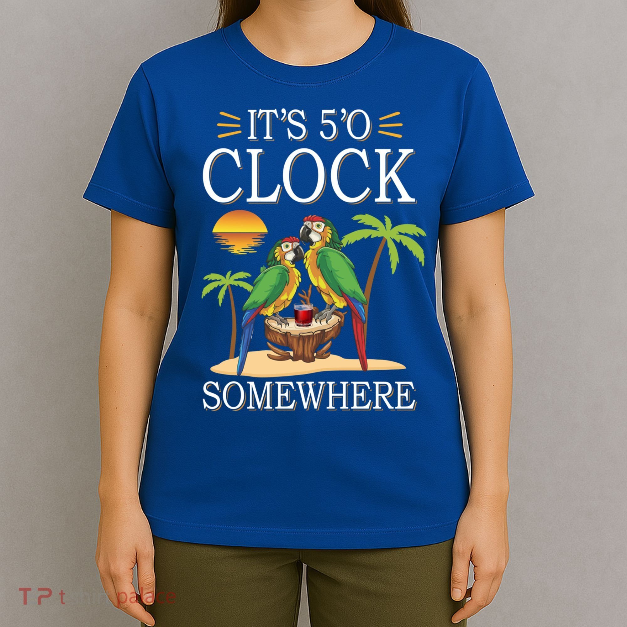 It's 5 O’Clock Somewhere Parrot Summer Beach Sunset Great Gift T-Shirt