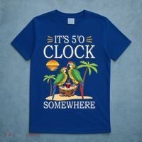 It's 5 O’Clock Somewhere Parrot Summer Beach Sunset Great Gift T-Shirt thumb 5