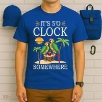 It's 5 O’Clock Somewhere Parrot Summer Beach Sunset Great Gift T-Shirt thumb 6