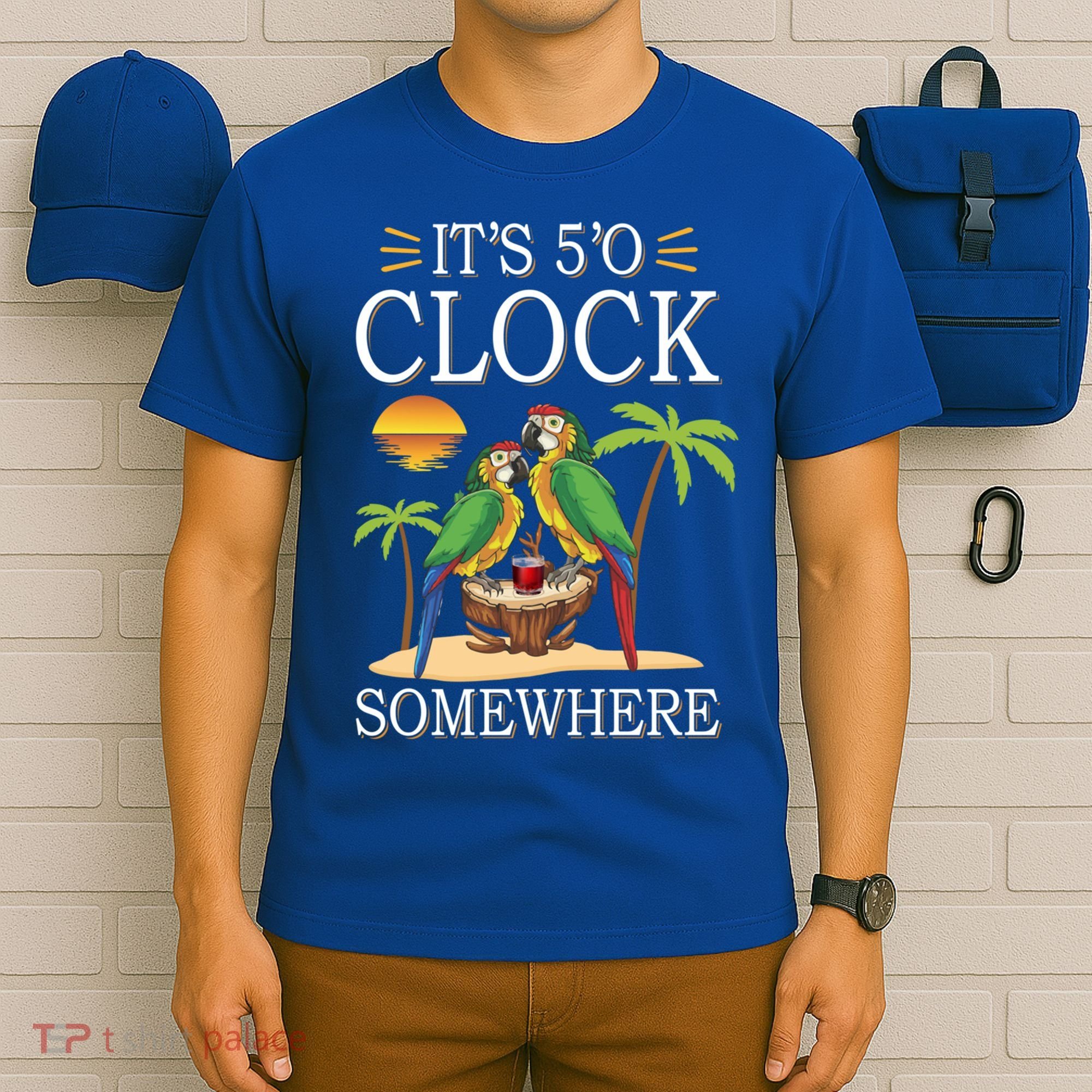 It's 5 O’Clock Somewhere Parrot Summer Beach Sunset Great Gift T-Shirt