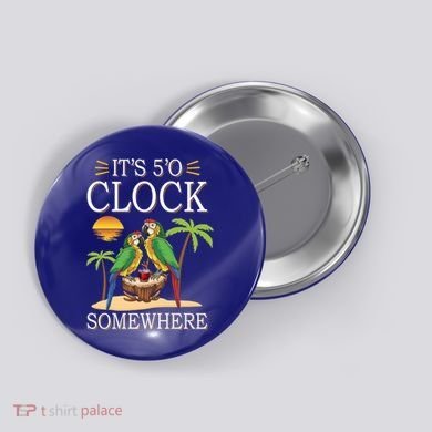 It's 5 O’Clock Somewhere Parrot Summer Beach Sunset Great Gift Button