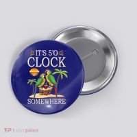 It's 5 O’Clock Somewhere Parrot Summer Beach Sunset Great Gift Button thumb 0