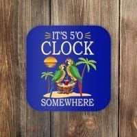 It's 5 O’Clock Somewhere Parrot Summer Beach Sunset Great Gift Coaster thumb 0