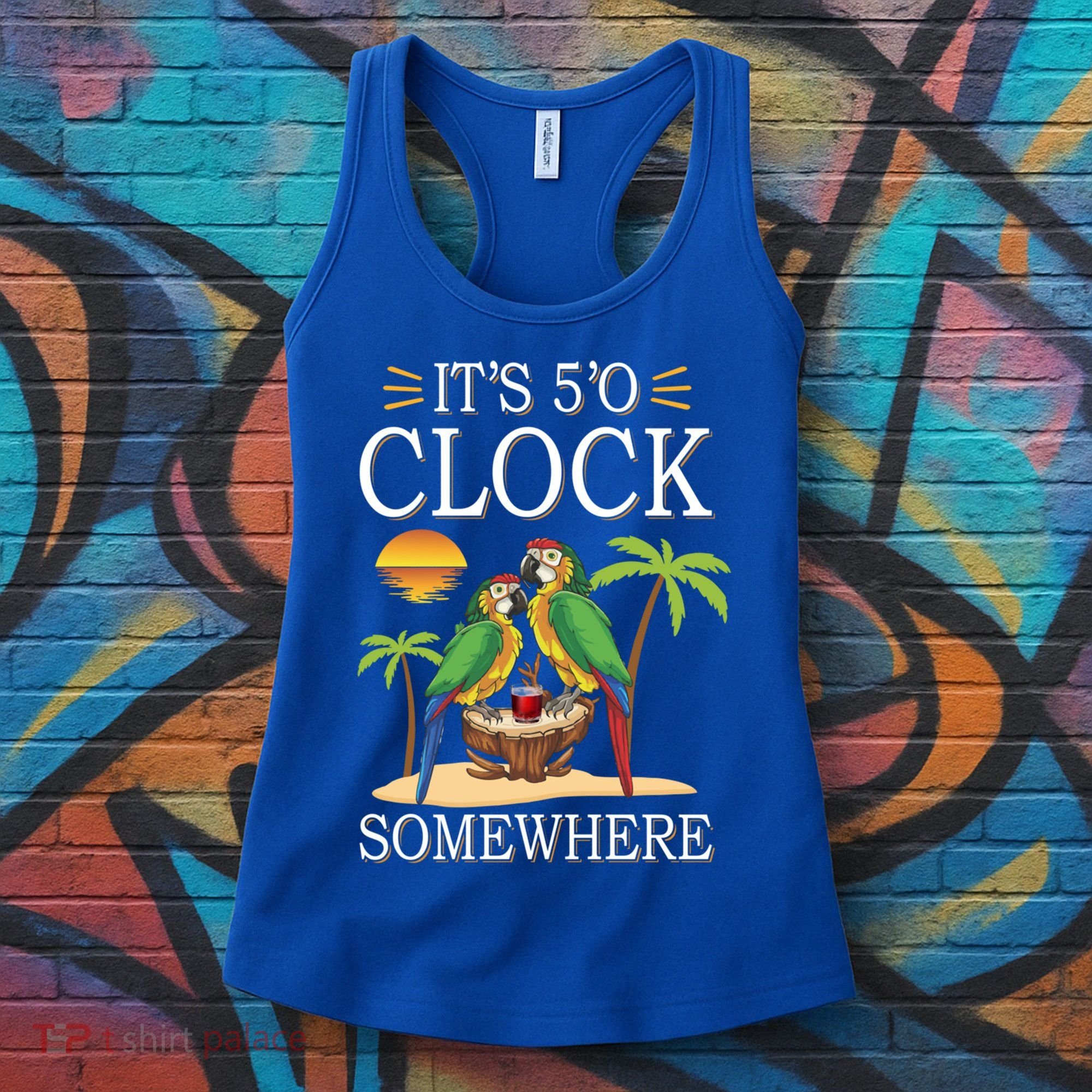 It's 5 O’Clock Somewhere Parrot Summer Beach Sunset Great Gift Women's Tank Top