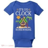 It's 5 O’Clock Somewhere Parrot Summer Beach Sunset Great Gift Baby Bodysuit thumb 0