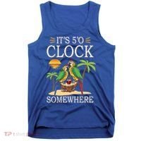 It's 5 O’Clock Somewhere Parrot Summer Beach Sunset Great Gift Tank Top thumb 0