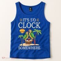 It's 5 O’Clock Somewhere Parrot Summer Beach Sunset Great Gift Tank Top thumb 2