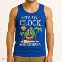 It's 5 O’Clock Somewhere Parrot Summer Beach Sunset Great Gift Tank Top thumb 3