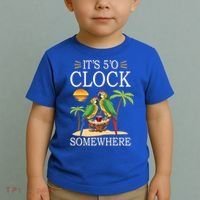 It's 5 O’Clock Somewhere Parrot Summer Beach Sunset Great Gift Toddler T-Shirt thumb 2