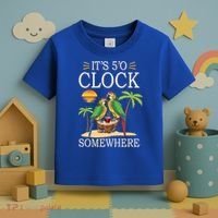 It's 5 O’Clock Somewhere Parrot Summer Beach Sunset Great Gift Toddler T-Shirt thumb 3