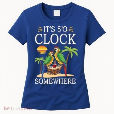 It's 5 O’Clock Somewhere Parrot Summer Beach Sunset Great Gift Women's T-Shirt