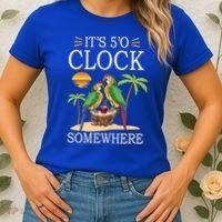 It's 5 O’Clock Somewhere Parrot Summer Beach Sunset Great Gift Women's T-Shirt thumb 2