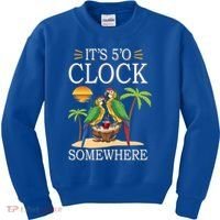 It's 5 O’Clock Somewhere Parrot Summer Beach Sunset Great Gift Kids Sweatshirt thumb 0