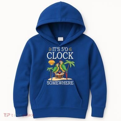 It's 5 O’Clock Somewhere Parrot Summer Beach Sunset Great Gift Kids Hoodie