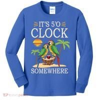 It's 5 O’Clock Somewhere Parrot Summer Beach Sunset Great Gift Kids Long Sleeve Shirt thumb 0