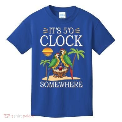 It's 5 O’Clock Somewhere Parrot Summer Beach Sunset Great Gift Kids T-Shirt