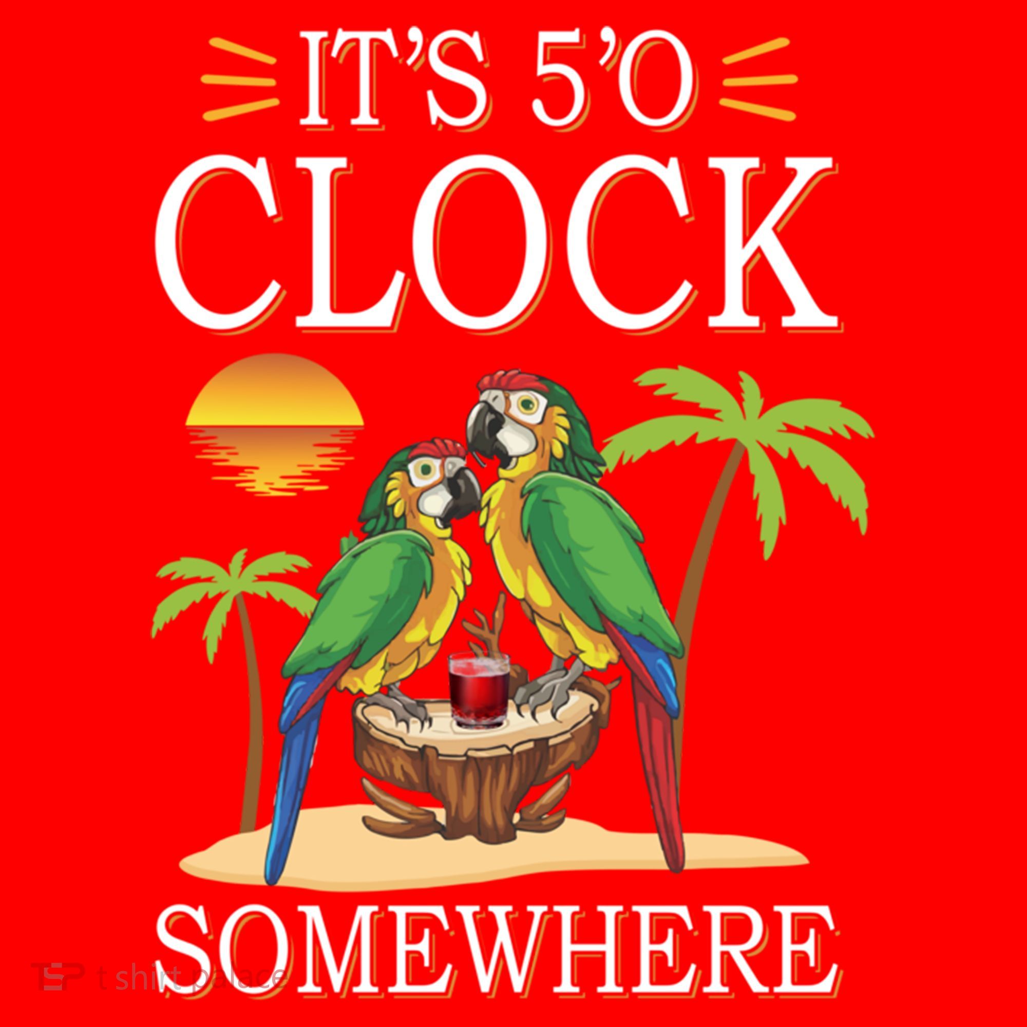 It's 5 O’Clock Somewhere Parrot Summer Beach Sunset Great Gift Santa Hat
