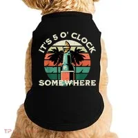 It's 5 O’clock Somewhere Summer Retro Sunset Drinking Doggie Tank thumb 0